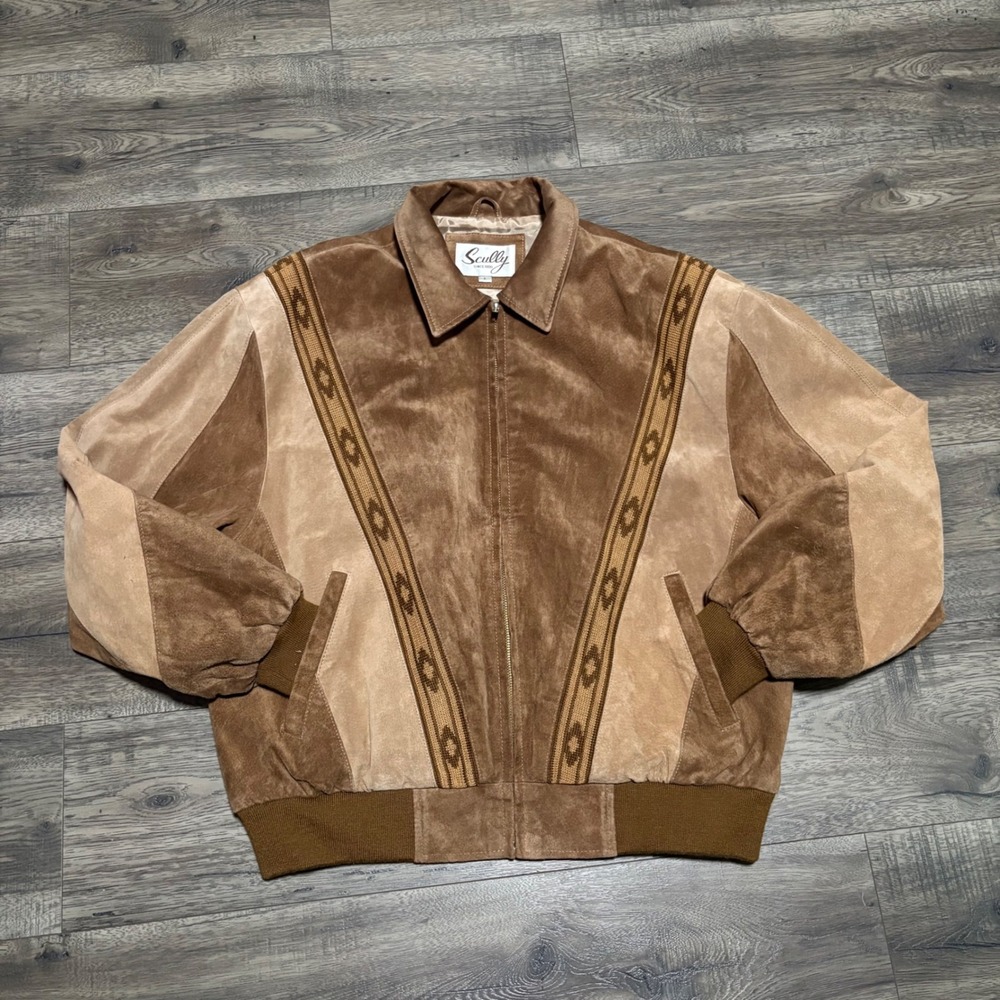 Scully Boar Suede Leather Rodeo Jacket Mens L Southwestern Aztec Style 62